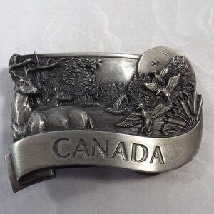 Canada Wildlife Belt Buckle, Vintage 1988 Bergamot